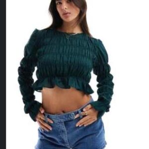 ASOS Dark Green Ruched Blouse